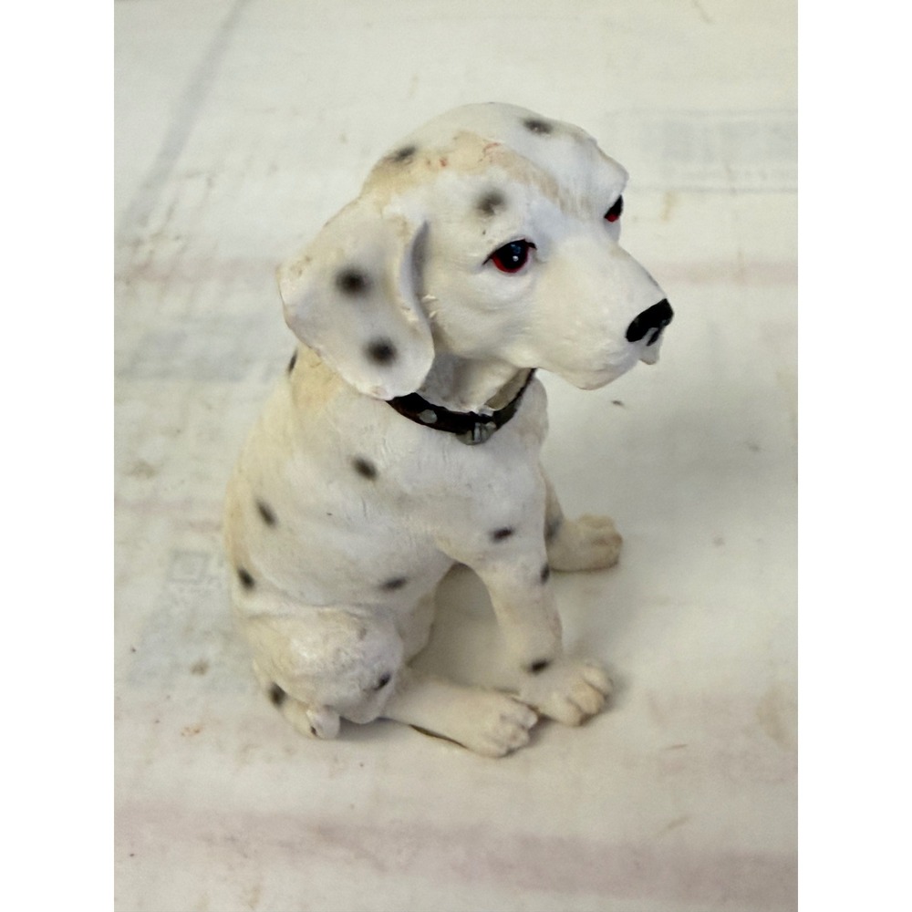 Unbranded Dalmatian Puppy Figurine Small White Black Spotted Polyresin 3in